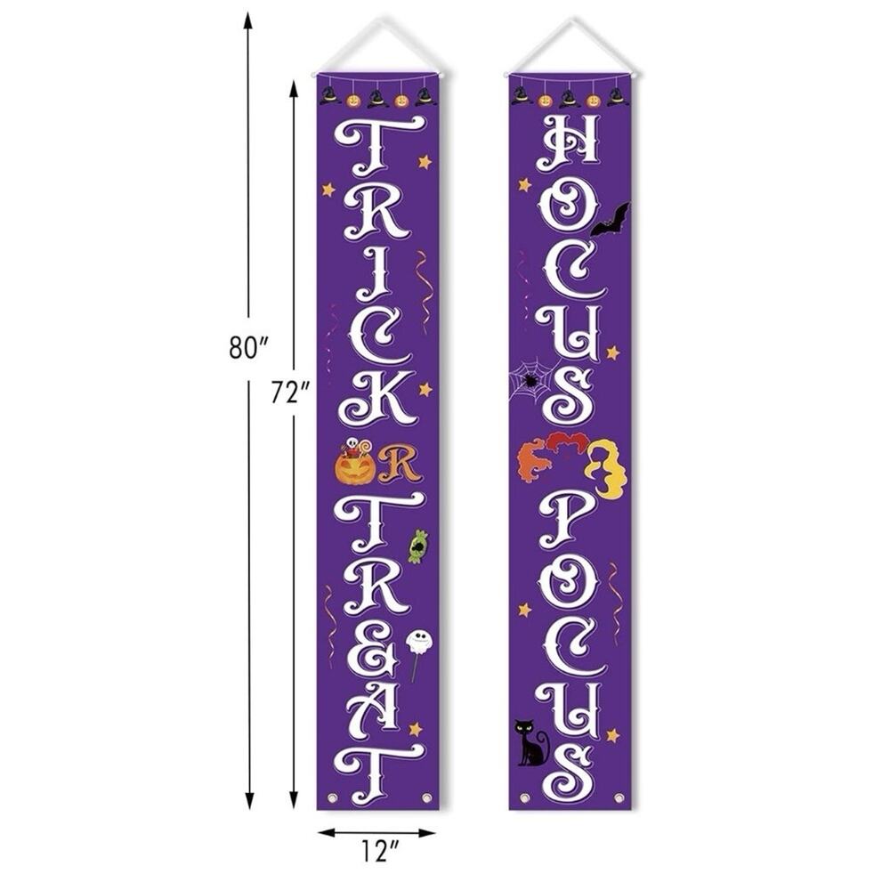 Halloween Outdoor Indoor Hocus Pocus Banners & Spiderwebs NWOT